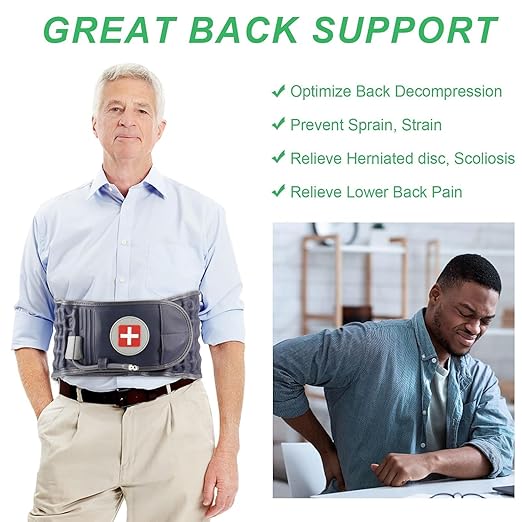 Decompression Belt for Lower Back Pain Relief and Lumbar Support, Spinal Decompression Belt for Woman and Men, One Size Fits 29-49 inches Waist, Decompression Back Brace for Sciatica (Blue)