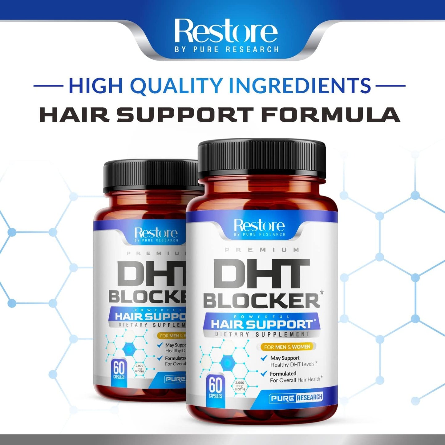 DHT Blocker Hair Growth Support Supplement - Saw Palmetto + Hair Vitamins for Women & Men - Supports Healthy Hair Growth & Thick & Strong-Hair - May Support Healthy DHT Levels - Low Loss Capsules