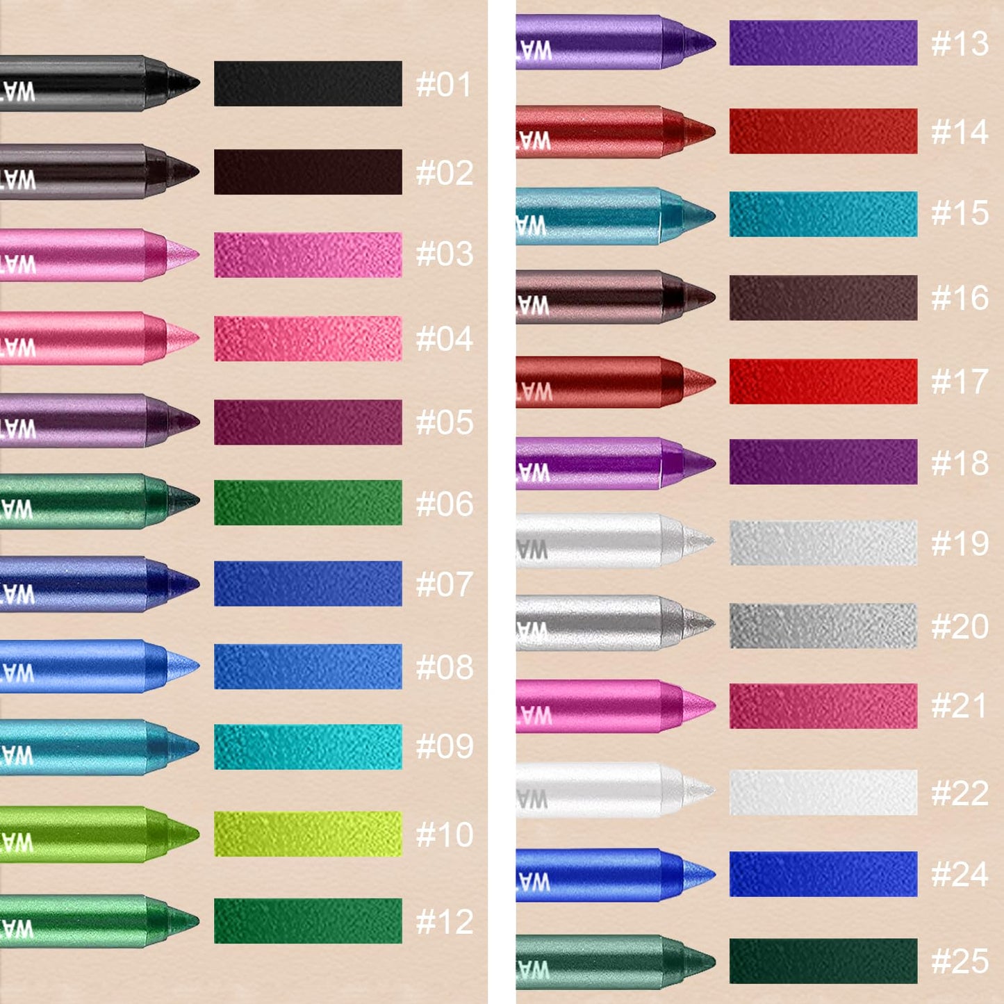 3 Colorful Eyeliner Pen Set, Eye Shadow Pencil, Pearl Eyeliner Kit Metallic Glitter Colored Eye liner for Women Eye&Lip Liner Professional Waterproof Eye Makeup(3PCS E)