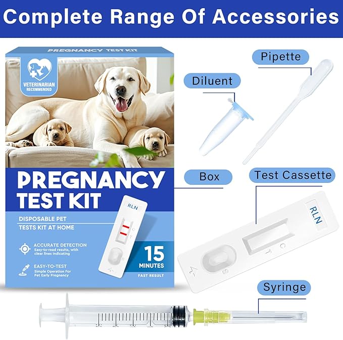 Dog Pregnancy Test Kit, Early Pregnancy Test for Dogs & Cats, Fast and Accurate Home Testing, Results Within 15 Minutes, for Breeders and Pet Owners