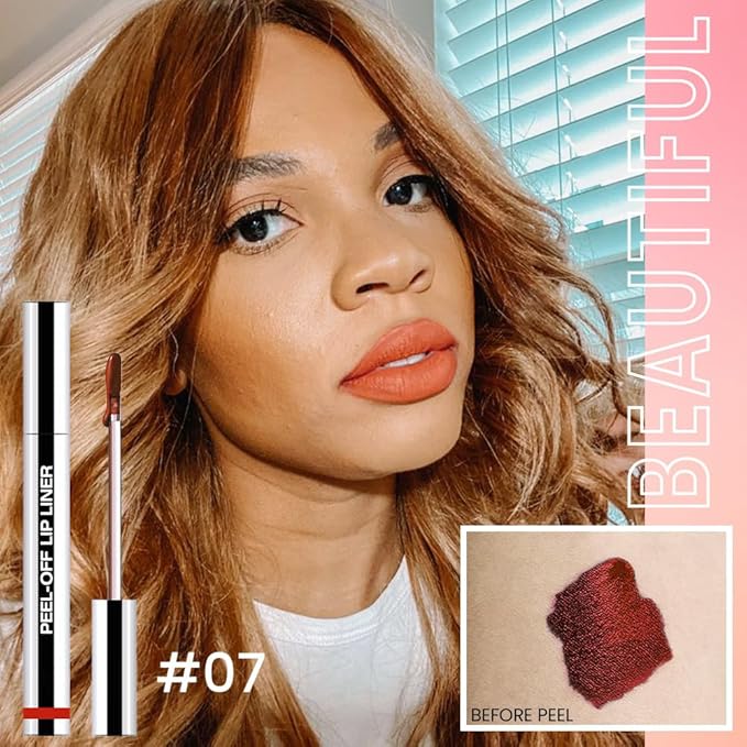 2Pcs Matte Liquid Lip Stain Peel Off Lip Liner Tattoo Set, Waterproof, Smudge-Proof, Peel Off Lip Stain Tattoo, Long-Lasting Non-Stick Cup Lip Gloss for All Skin Types (0.12 fl oz, #05+#07)