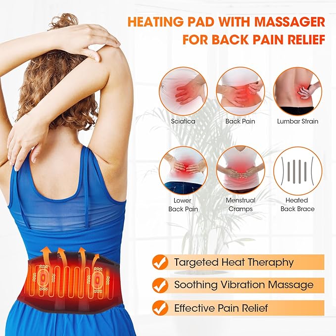 CUEHEAT Heated Waist Belt, Cordless Back and Belly Heating Massage, Electric Rechargeable Battery Powered