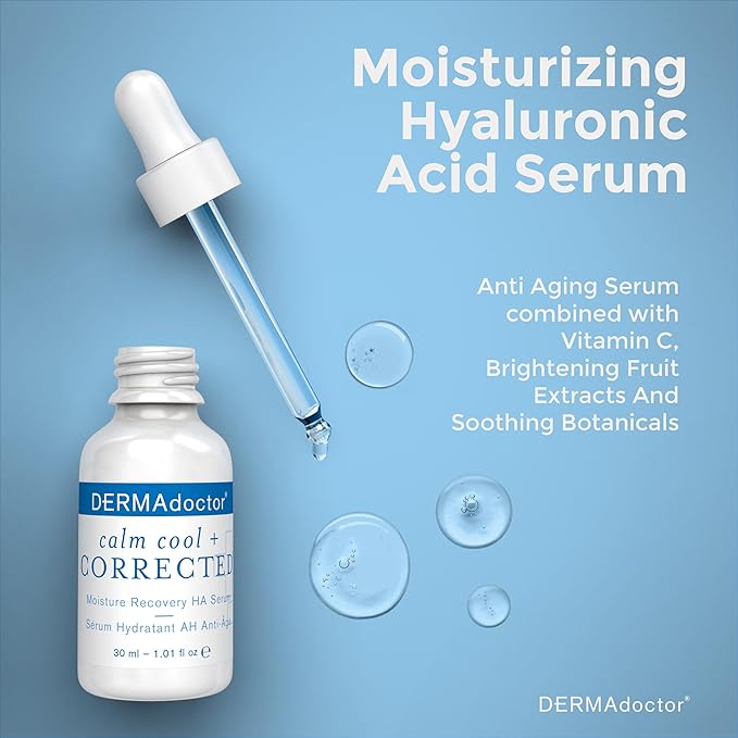 DERMAdoctor Hyaluronic Acid Moisturizer for Face – Hydrating Niacinamide Face Serum with Vitamin C – Dermatologist Formulated Hydrating Serum for Sensitive Skin, 1 fl oz