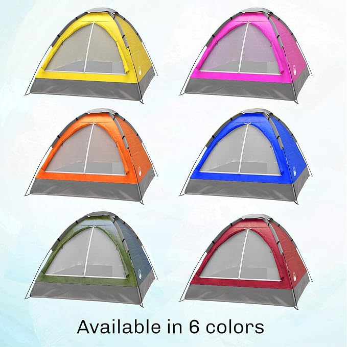 2 Person Camping Tent with Rain Fly and Carrying Bag - Lightweight Outdoor Tent for Backpacking, Hiking, or Beach Use by Wakeman Outdoors (Pink)
