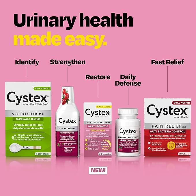 Cystex Urinary Tract Infection Probiotic: Rapid Relief & Proactive UTI Protection for Women, 3-in-1 Support with Prebiotics, Probiotics, and Cranberry, Defense Against Yeast Infections, 30ct