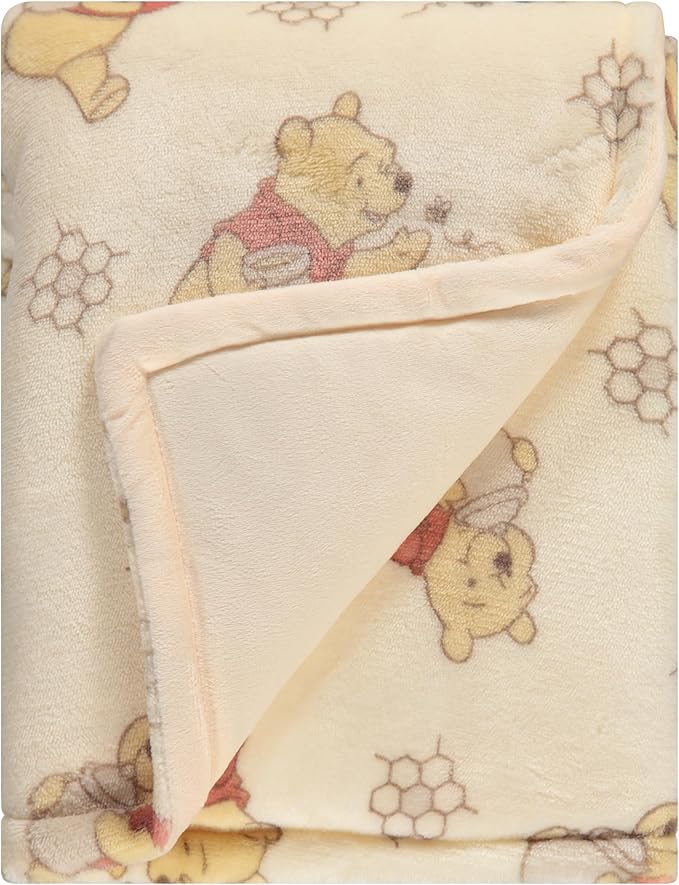Disney Mickey Mouse, Minnie Mouse, Winnie The Pooh, Lilo and Stitch 2-Ply Infant Blanket - Soft Fleece with Polyfill - Cozy and Warm Baby Blanket for Baby Boys and Girls, 30x40 Inches (Pack of 2)