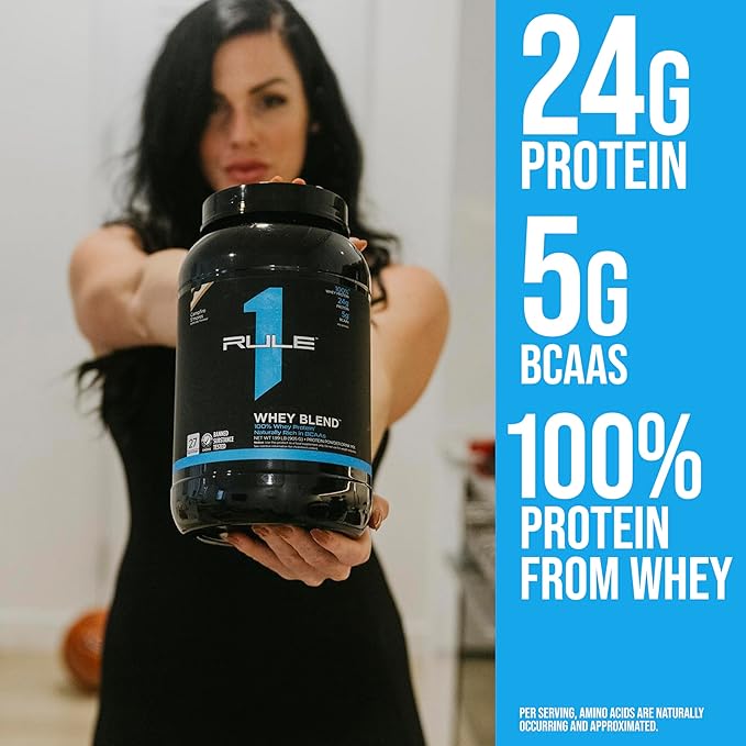 Rule One Proteins, R1 Whey Blend- Birthday Cake, 24g Fast-Acting Whey Protein Concentrates, Isolates, and Hydrolysates Per Serving, with Naturally Occurring EAAs and BCAAs, 5lbs