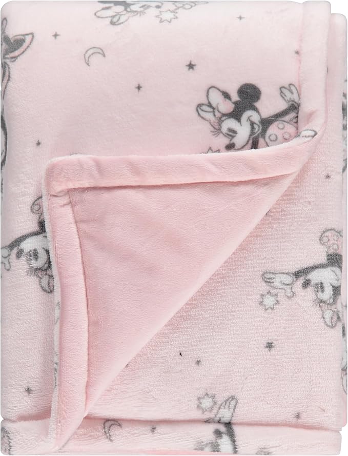 Disney Mickey Mouse, Minnie Mouse, Winnie The Pooh, Lilo and Stitch 2-Ply Infant Blanket - Soft Fleece with Polyfill - Cozy and Warm Baby Blanket for Baby Boys and Girls, 30x40 Inches