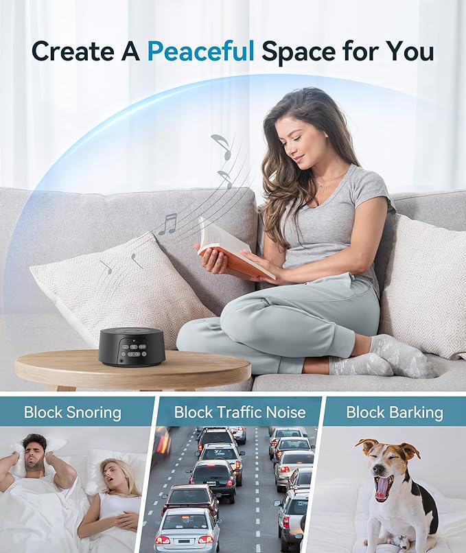 Dreamegg White Noise Machine, Sound Machine for Sleeping Baby, Kids, Adult (D3Pro-Black)