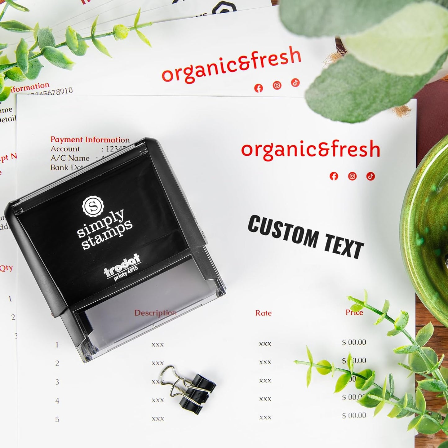 Custom Text Office Stamp | 4 Different Sizes | 20 Designs | Multiple Color Options | Up to 3 Lines of Text | Perfect for Quick Validation of Office Documents (Custom Text, Xtra Wide)
