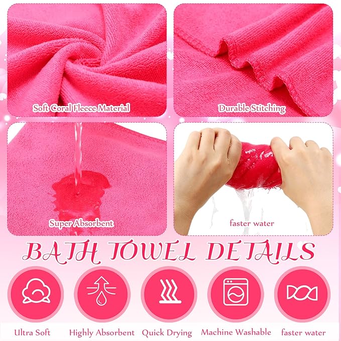 12 Pcs Foot Spa Kit for Girls 13.8 x 13.8 x 6.7 Inch Foot Care Bath and 12 x 28 Inch Hand Towels Washbasin Salon Towels for Spa Party Sleepover Party Supplies, Rose Red