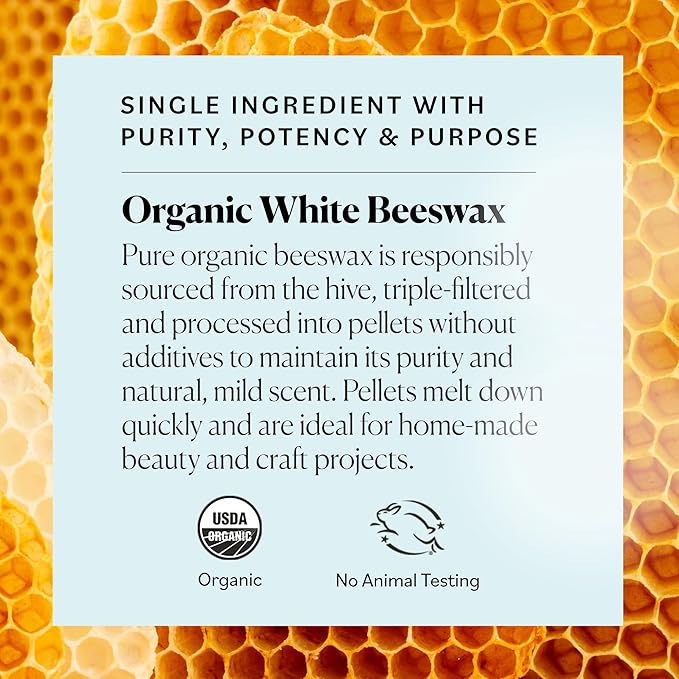 Sky Organics - Organic White Beeswax - DIY Home Essentials - White Beeswax & Cocoa Butter, 16oz