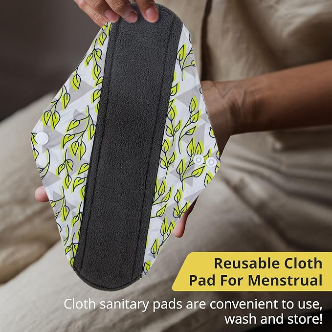 7pcs Set 1 pc Mini Wet Bag +6pcs Absorbent Reusable Sanitary Pads/Washable Cloth Menstrual Pads（Spring,L…
