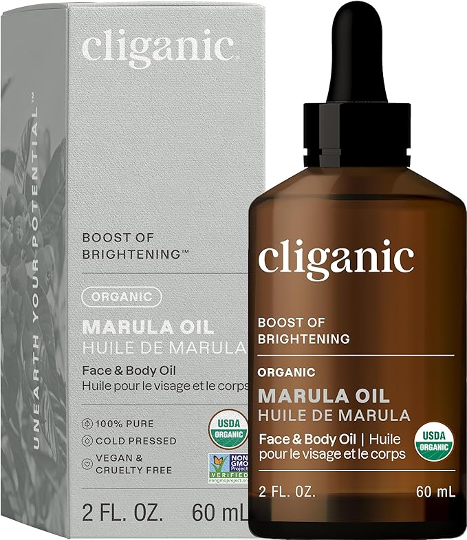 Cliganic Organic Marula Oil, 2oz - 100% Pure - For Face & Hair | Natural Cold Pressed Unrefined (Packaging May Vary)
