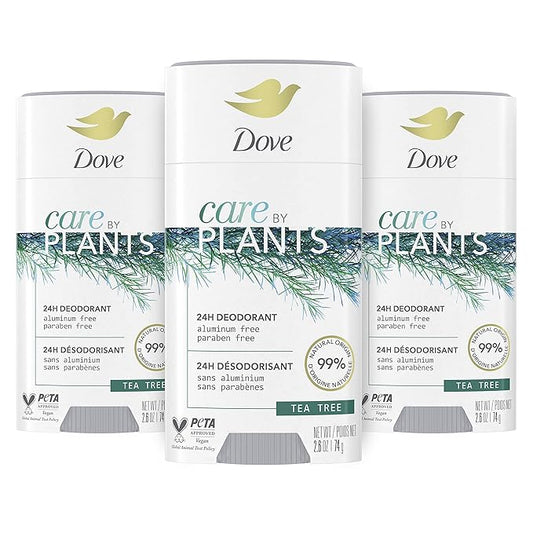 Dove Care by Plants Deodorant Stick for long-lasting deodorant protection Tea Tree aluminum free deodorant 2.6 oz 3 Count