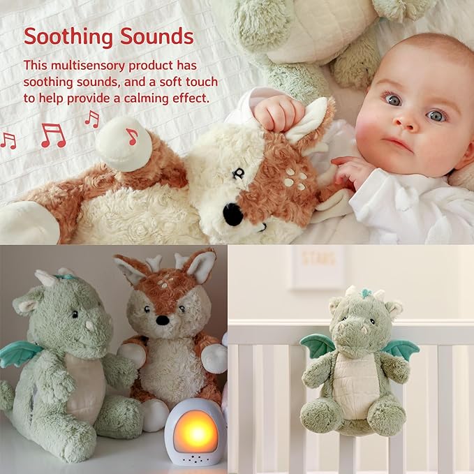 Cloud b Sound Machine with White Noise Soothing Sounds | Cuddly Stuffed Animal & Nomadic Nightlight | Record Parent Voice | Adjustable Settings & Auto-Shutoff | LoveLight™ Buddies - Drake The Dragon™