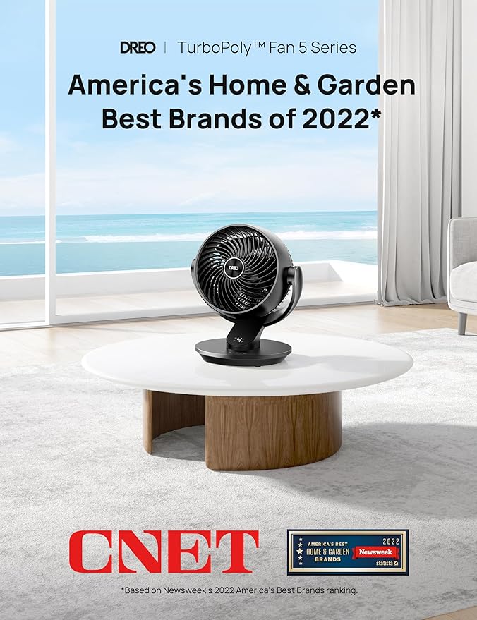 Dreo Table Fan for Bedroom, 13-Inch Oscillating Air Circulator Fan, 120° Tilt Adjustment, 28dB Ultra-Quiet, 70ft Powerful Airflow, 4 Speeds Desk Fans with Remote for Whole Room, Home, Office