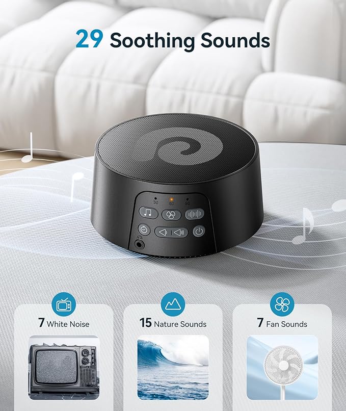 Dreamegg White Noise Machine, Sound Machine for Sleeping Baby, Kids, Adult (D3Pro-Black)