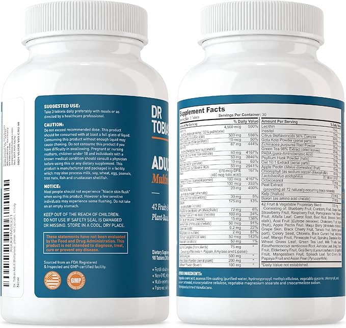 Dr. Tobias Adult Multivitamins and Ashwagandha Capsules, Support Overall Wellness & Balanced Energy & Resilience, Vegan, Non-GMO