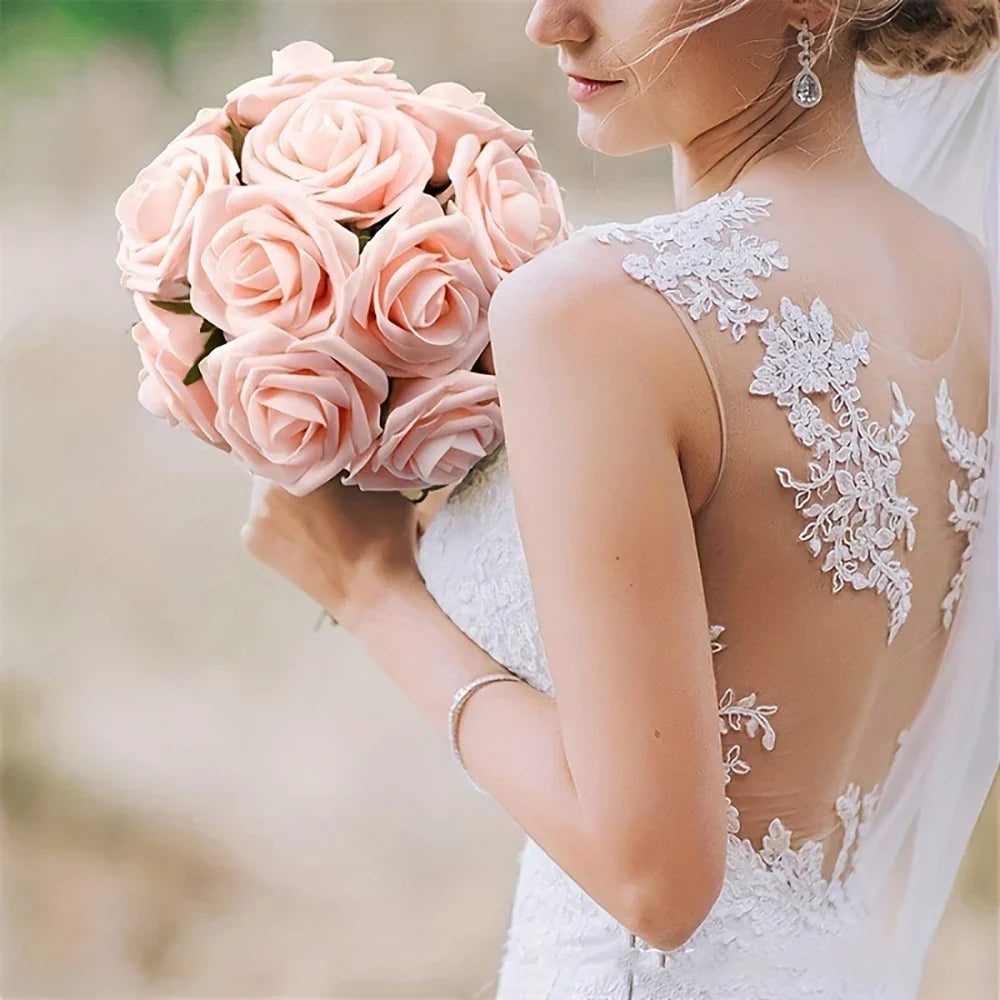 25PCS Artificial Roses with Stems for DIY