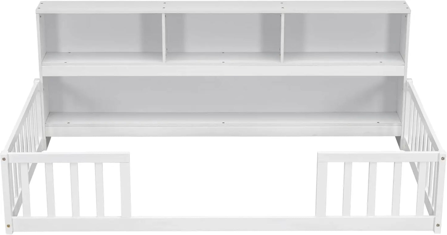 Twin Kids Floor Bed with Storage