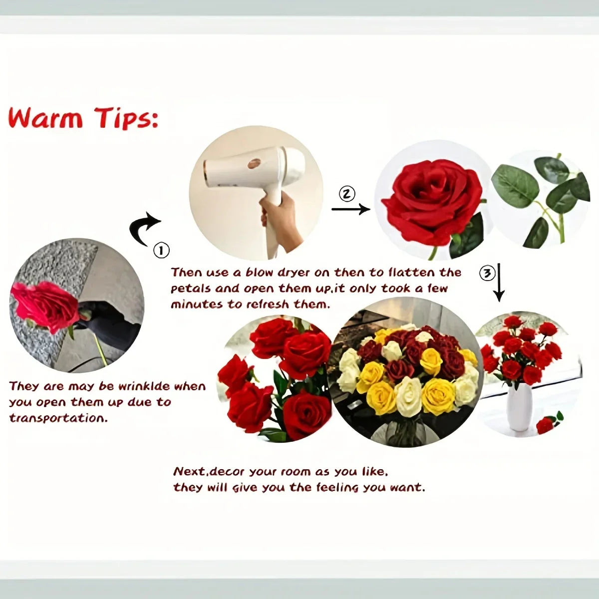12pcs Artificial Rose Bouquet Décor