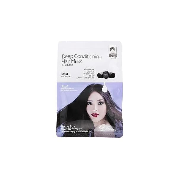 Deep Conditioning Hair Mask for Oily Hair-Infused with Charcoal, Volcanic Ash, Tea Tree Oil-Help Balance Oil, Soothes the Scalp and Encourages Growth, 1 oz (Pack of 3)
